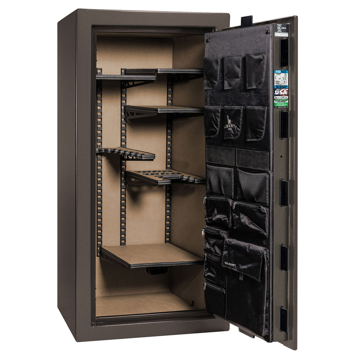 Franklin Series | Level 5 Security | 110 Minute Fire Protection | 29 | DIMENSIONS: 60.5&quot;(H) X 30&quot;(W) X 27.5&quot;(D*) | Textured Bronze | ProFlex Modular Shelving – Open Door Empty